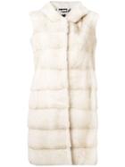 Philipp Plein Fur Trimmed Long Gilet - White