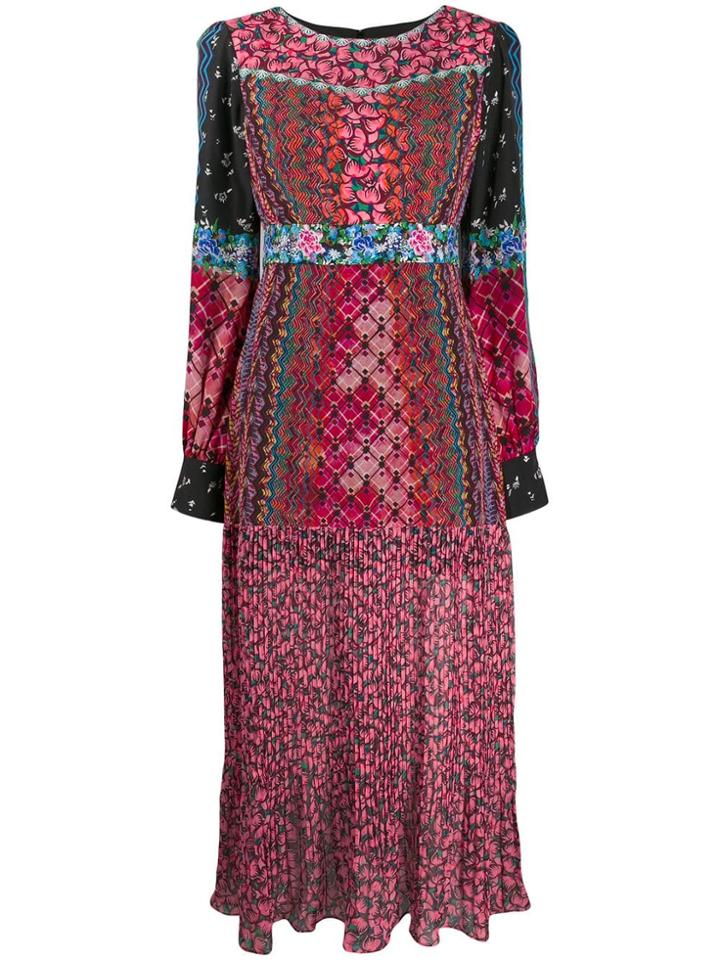 Saloni Floral Pleated Dress - Pink