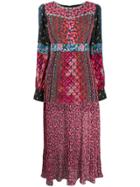 Saloni Floral Pleated Dress - Pink