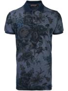 Etro Floral Print Polo Shirt, Men's, Size: Small, Blue, Cotton