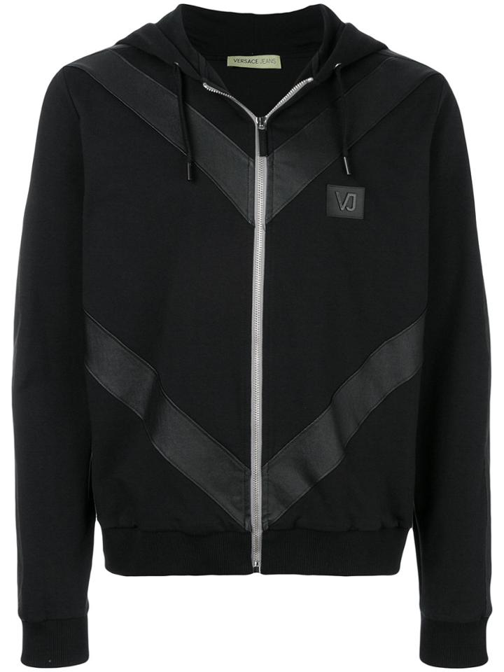 Versace Jeans Logo Patch Zip Hoodie - Black