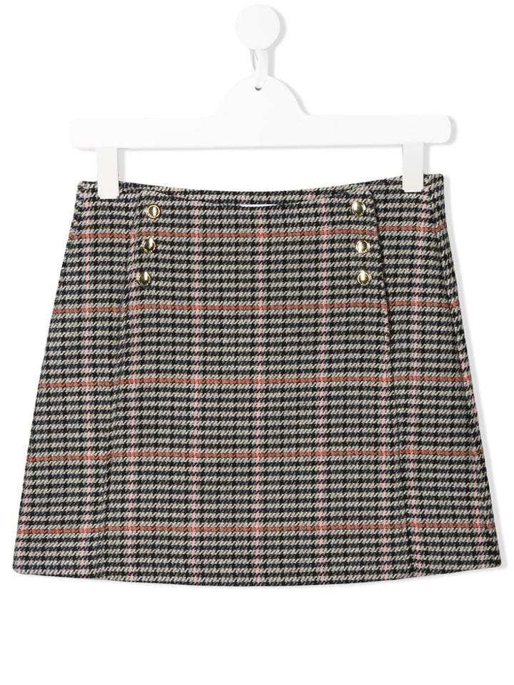 Chloé Kids Houndstooth Pattern Skirt - Grey
