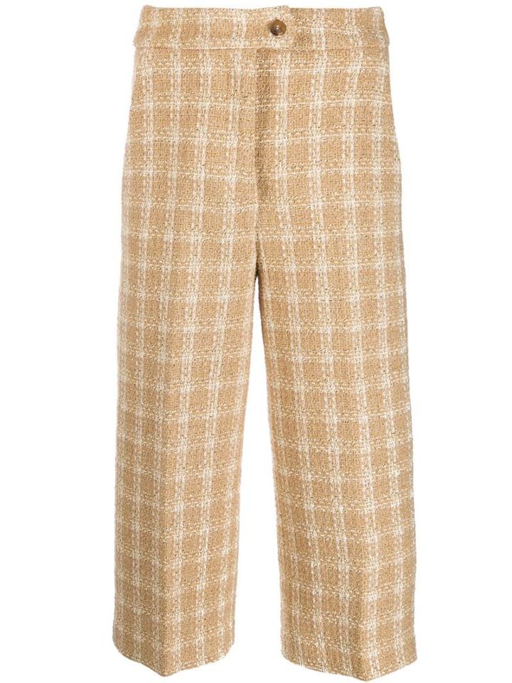 Msgm Knitted-style Checked Trousers - Neutrals