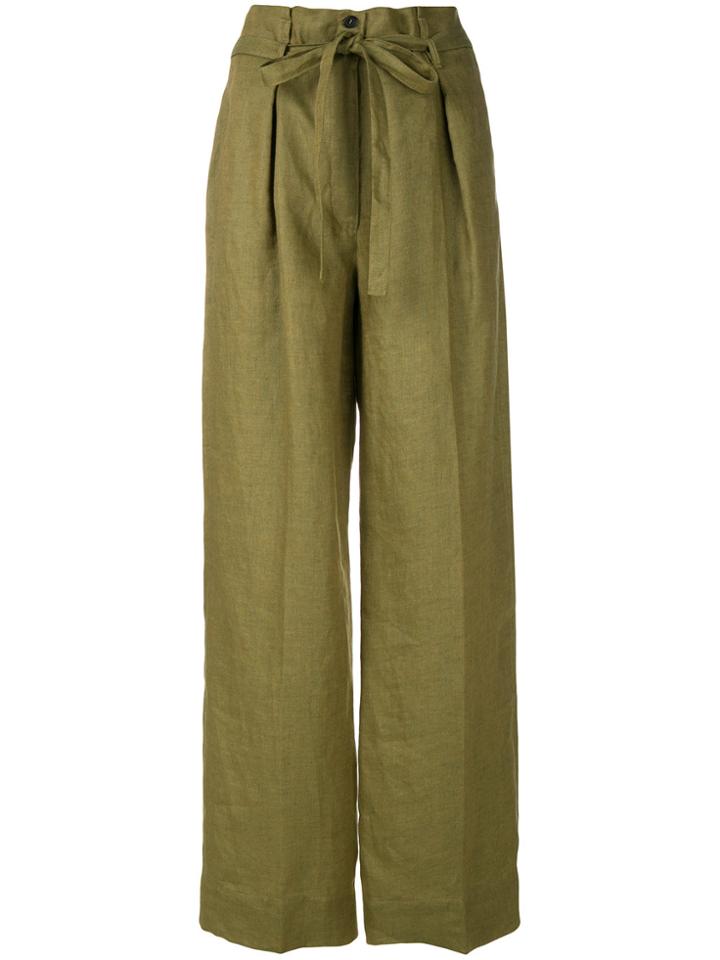 Forte Forte Belted Wide-leg Trousers - Green
