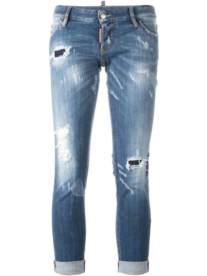 Dsquared2 Pat Jeans, Women's, Size: 44, Blue, Cotton/spandex/elastane/calf Leather