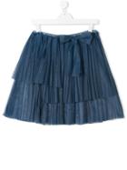 Douuod Kids Teen Bow Waist Pleated Skirt - Blue
