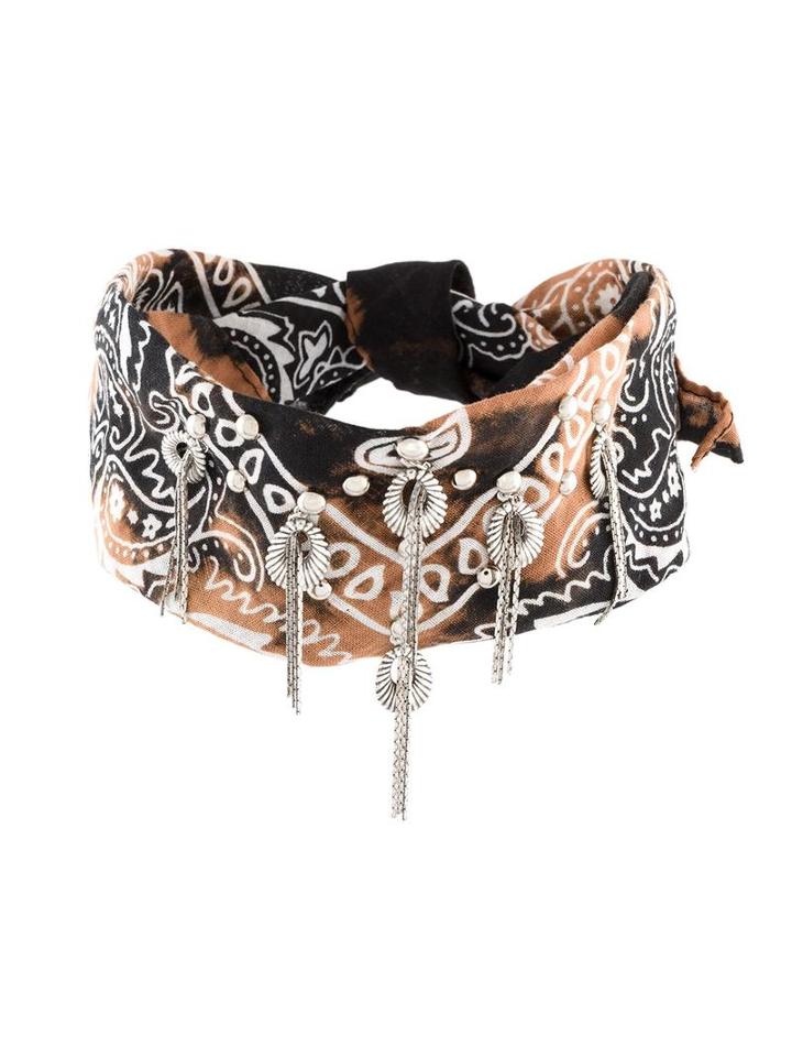 Dannijo Printed Bandana Necklace, Women's, Black