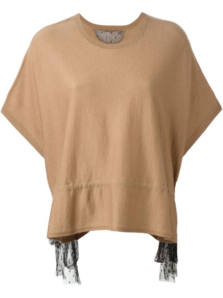 Red Valentino Bat-wing Knitted Top, Women's, Size: Large, Nude/neutrals, Silk/polyamide/cashmere