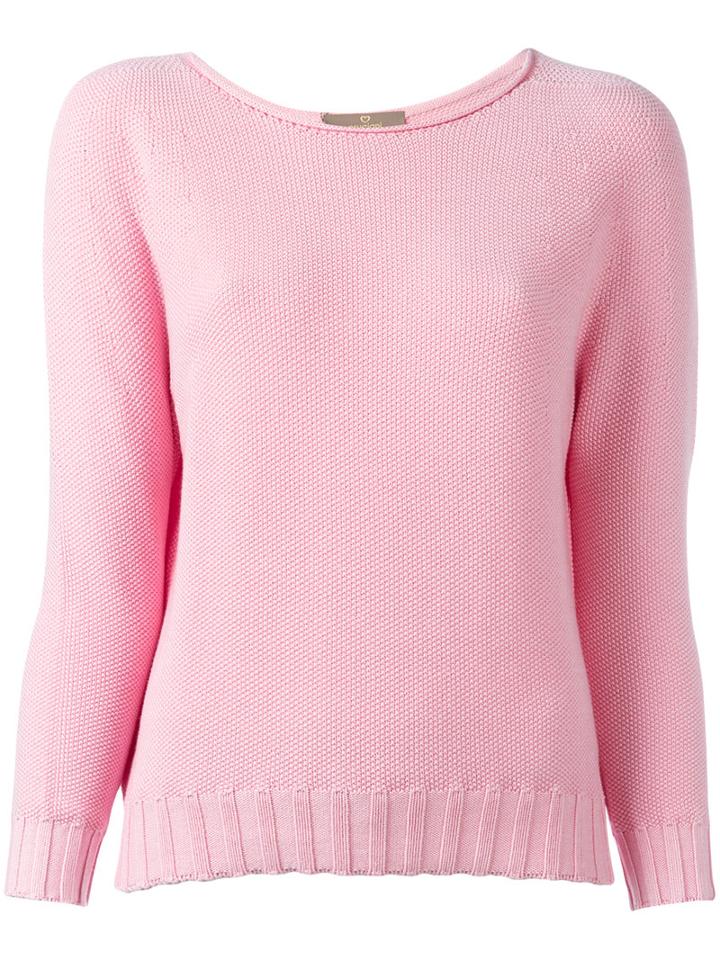 Cruciani Boat Neck Jumper, Women's, Size: 40, Pink/purple, Cotton