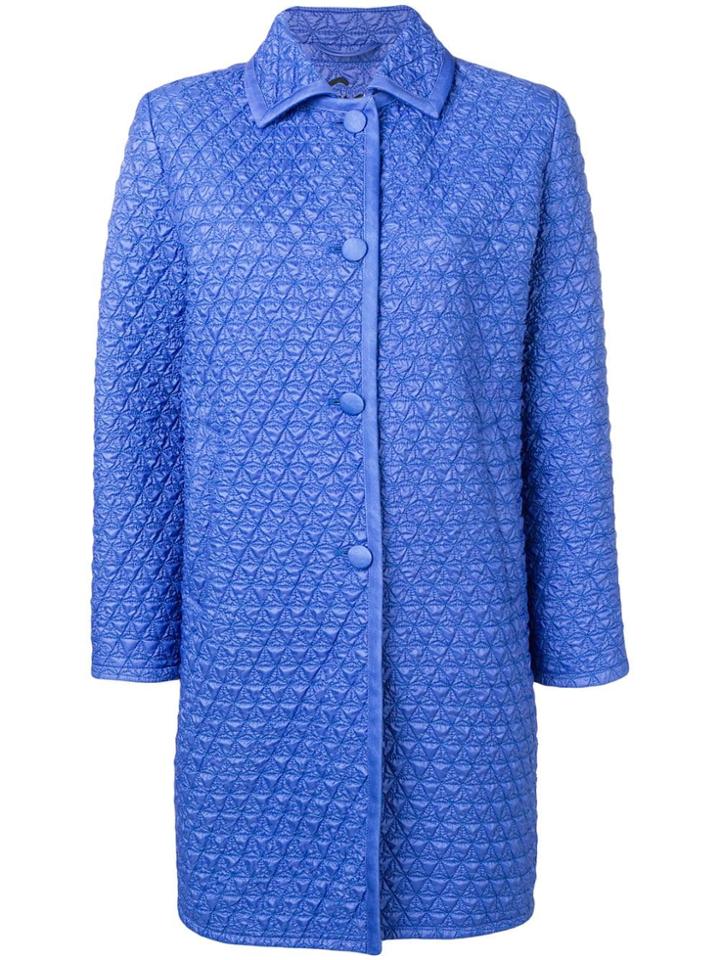 Ermanno Scervino Quilted Single-breasted Coat - Blue