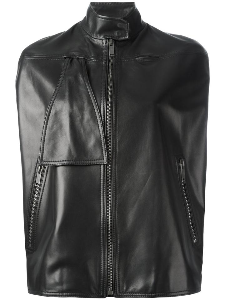 Valentino Short-sleeved Jacket, Women's, Size: 44, Black, Silk/lamb Skin