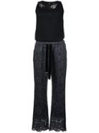 Twin-set Knit And Floral Lace Jumpsuit
