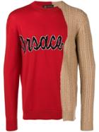 Versace Intarsia Logo Sweater - Red