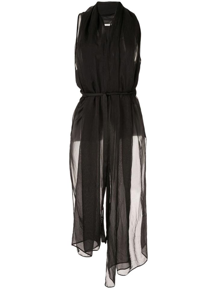 Masnada Belted Scarf Shirt - Black