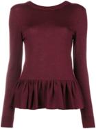 Chloé Ruched Peplum Long Sleeve Jumper - Red