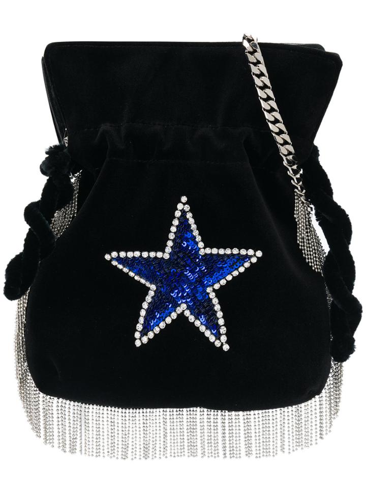 Les Petits Joueurs Star Sequin Drawstring Satchel - Black