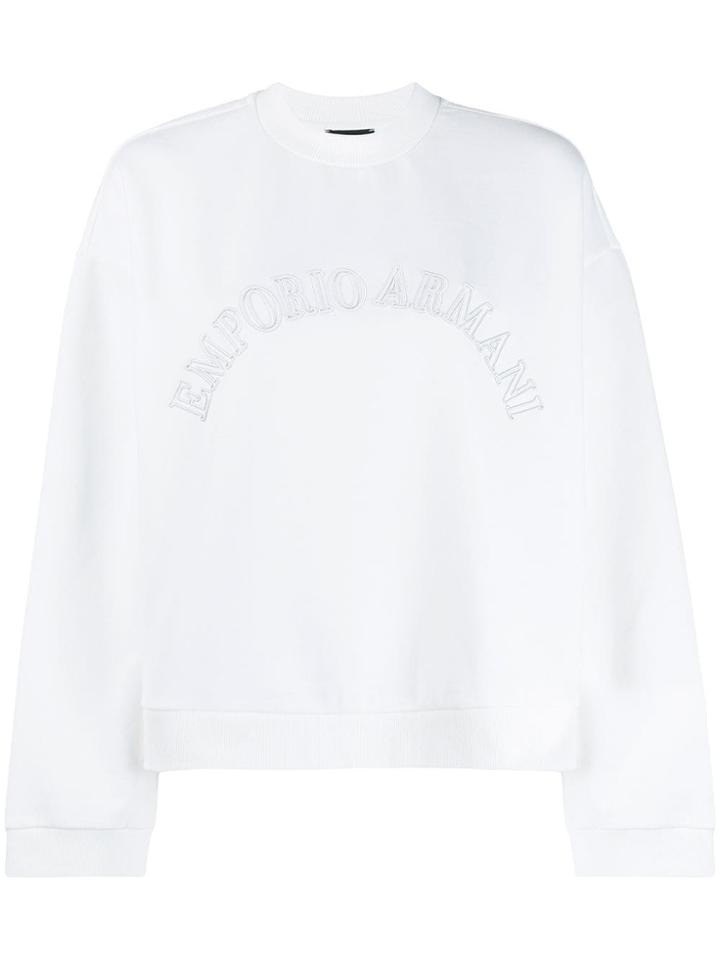 Emporio Armani Logo Embroidered Sweatshirt - White