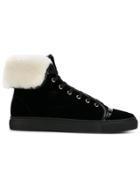 Lanvin Shearling Lined Mid-top Sneakers - Black