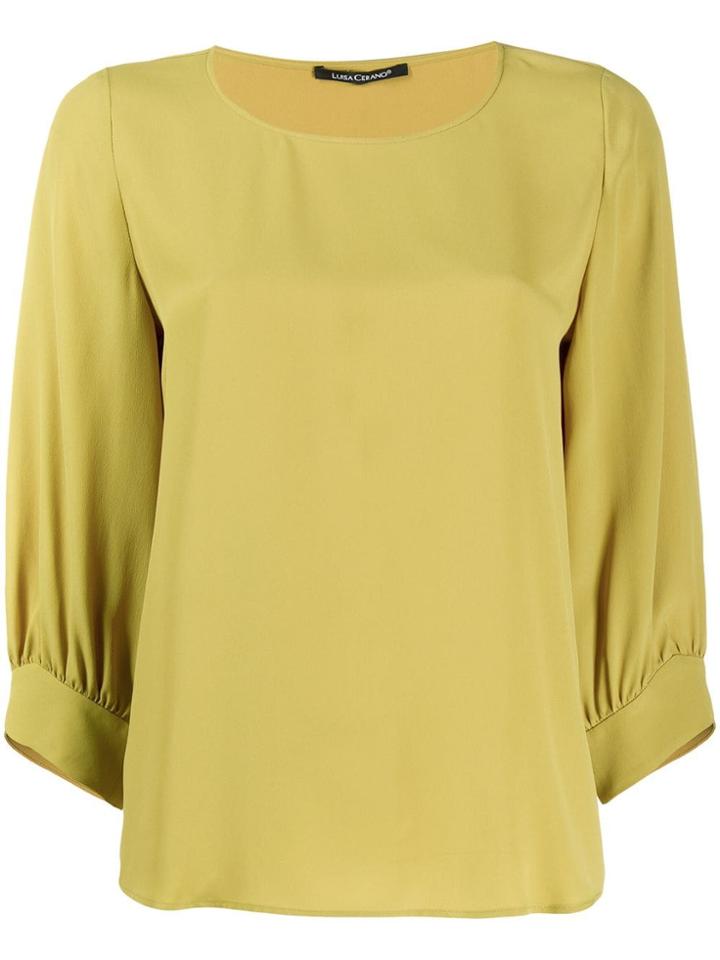 Luisa Cerano Boxy Round Neck Blouse - Green