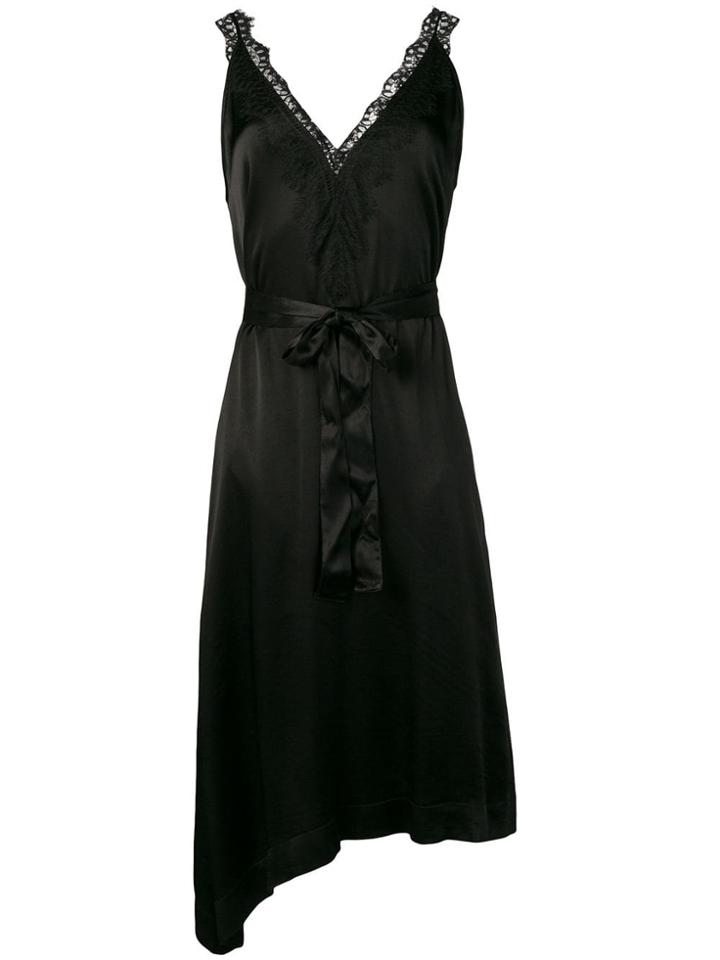 Gold Hawk Lace Trimmed Midi Dress - Black