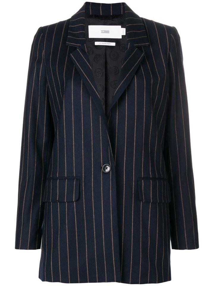Closed Striped Woven Blazer - Blue