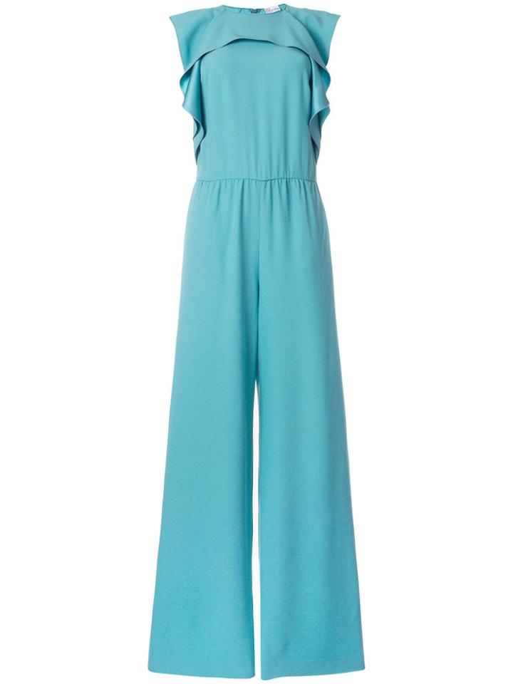Red Valentino Sleeveless Ruffled Crepe Jumpsuit - Blue