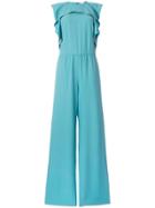 Red Valentino Sleeveless Ruffled Crepe Jumpsuit - Blue