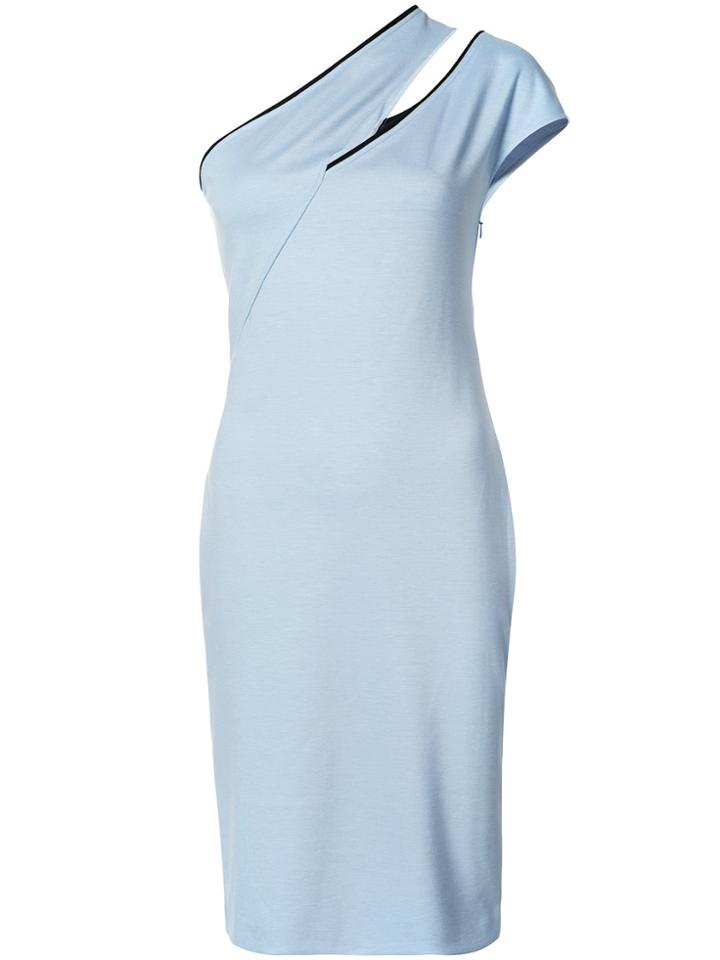 Mugler Cut Out One-shoulder Dress - Blue