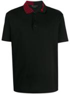 Versace Embroidered Logo Detail Polo Shirt - Black
