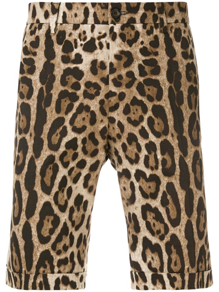 Dolce & Gabbana Leopard Print Shorts - Brown
