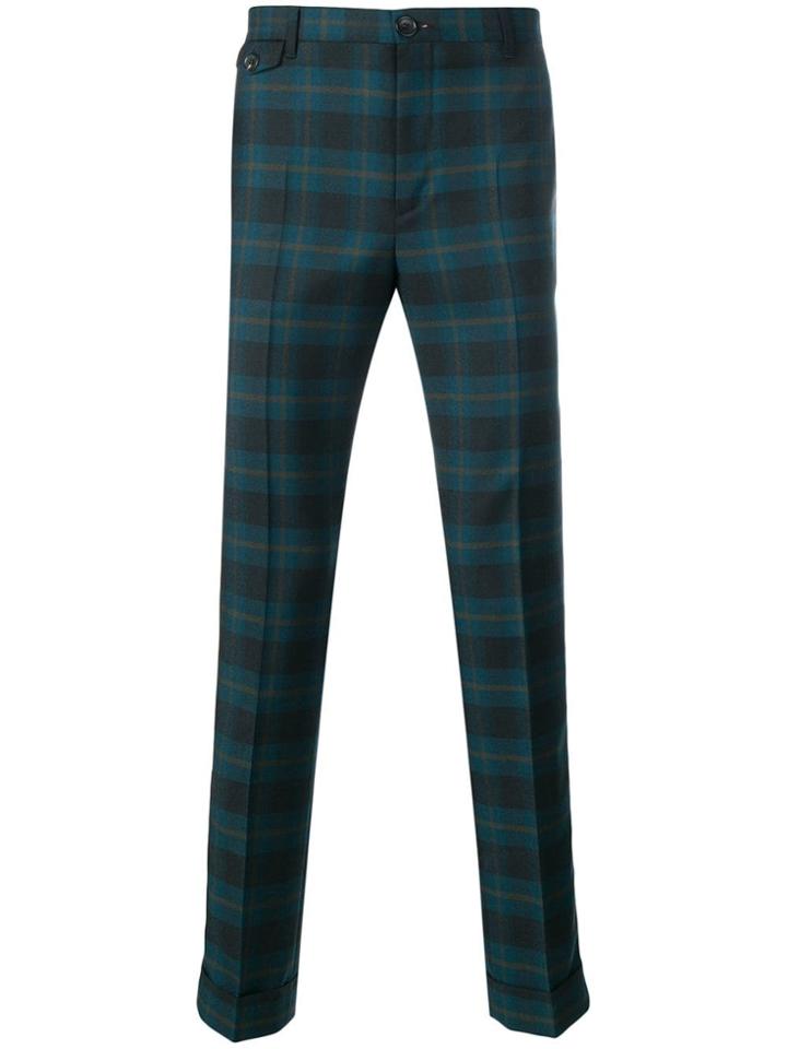 Ps By Paul Smith Plaid Slim Fit Trousers - Blue