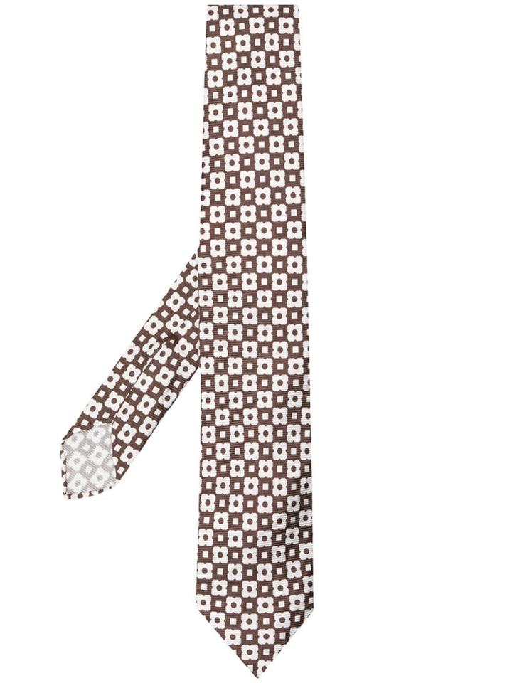 Kiton Floral Tie - Brown