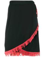 Yves Saint Laurent Vintage High-waist Fringed Skirt - Black
