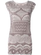 Pleats Please By Issey Miyake Printed Pleated Tank Top, Women's, Size: 3, Nude/neutrals, Polyester