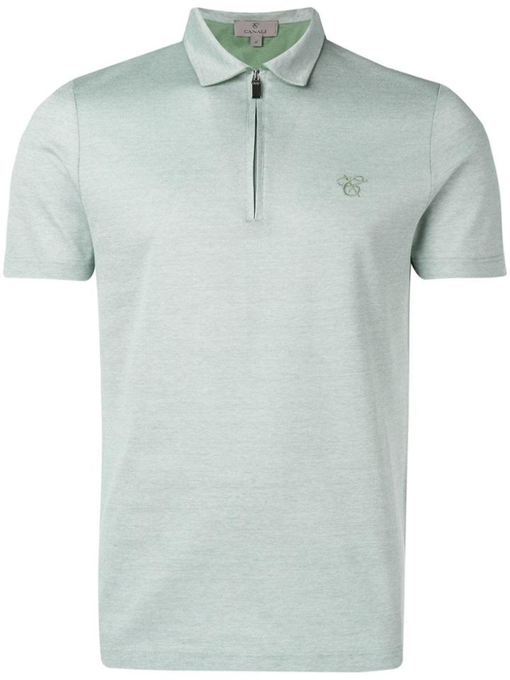 Canali Zip Polo Shirt - Green