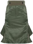 Sacai High Waisted Flared Sides Skirt - Green