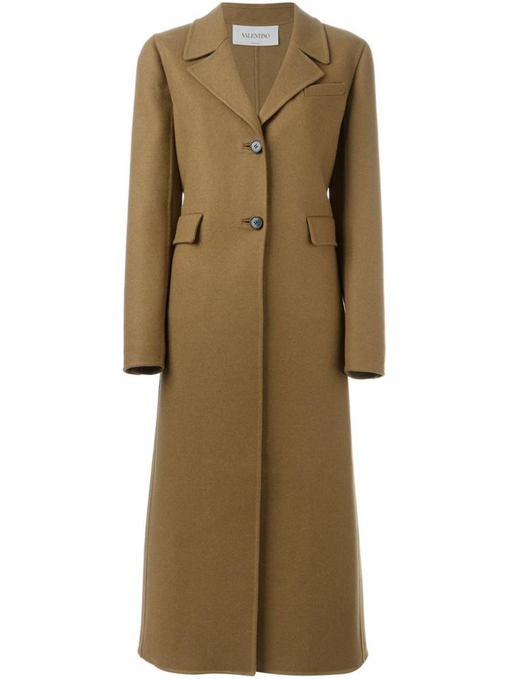 Valentino Single Breasted Coat, Women's, Size: 42, Nude/neutrals, Polyamide/spandex/elastane/angora/virgin Wool