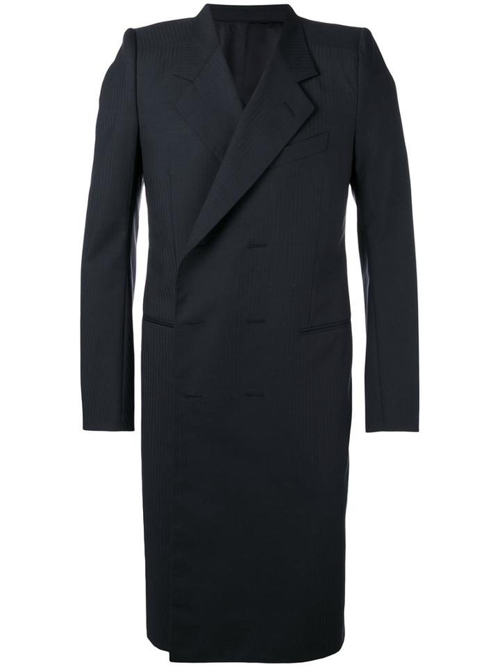 Balenciaga Double-breasted Coat, Men's, Size: 48, Black, Polyamide/cupro/wool
