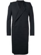 Balenciaga Double-breasted Coat, Men's, Size: 48, Black, Polyamide/cupro/wool