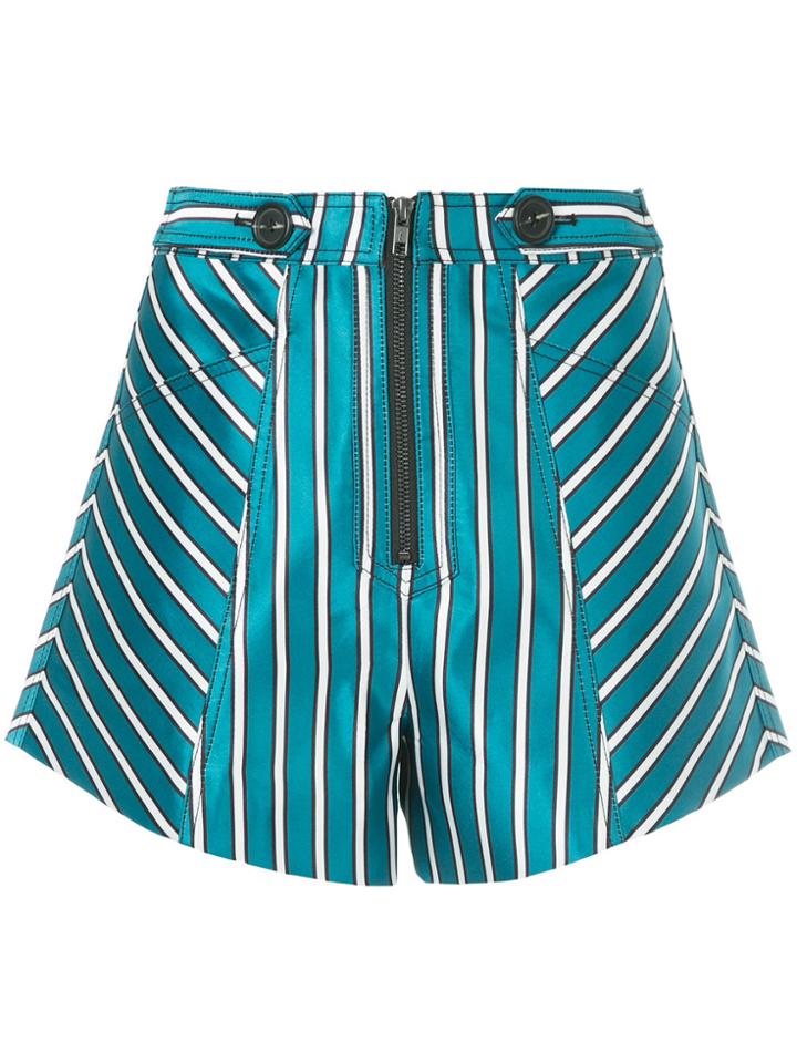 Self-portrait Striped Shorts - Green