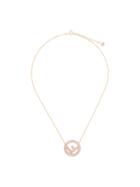 Fendi Pink And Gold Metallic Ff Logo Pendant Necklace