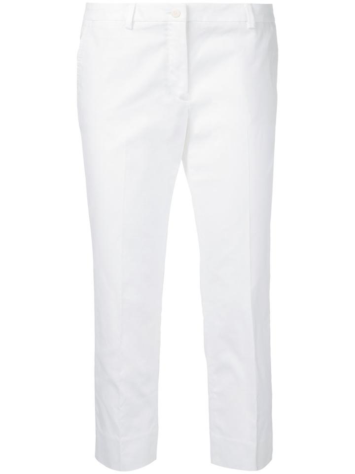 Incotex Cropped Trousers, Women's, Size: 38, White, Cotton/polyurethane