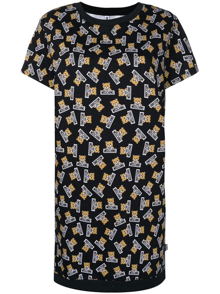 Moschino Logo Print T-shirt Dress - Black