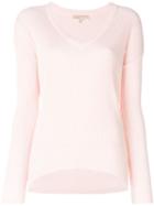 Michael Michael Kors V-neck Knit Detail Sweater - Pink