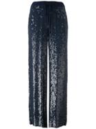 P.a.r.o.s.h. - Sequins Flared Trousers - Women - Polyester/viscose - M, Blue, Polyester/viscose