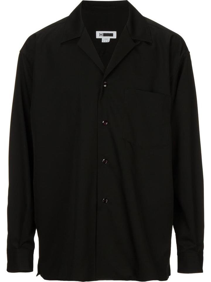 H Beauty & Youth. Boxy Shirt, Men's, Size: Medium, Black, Wool