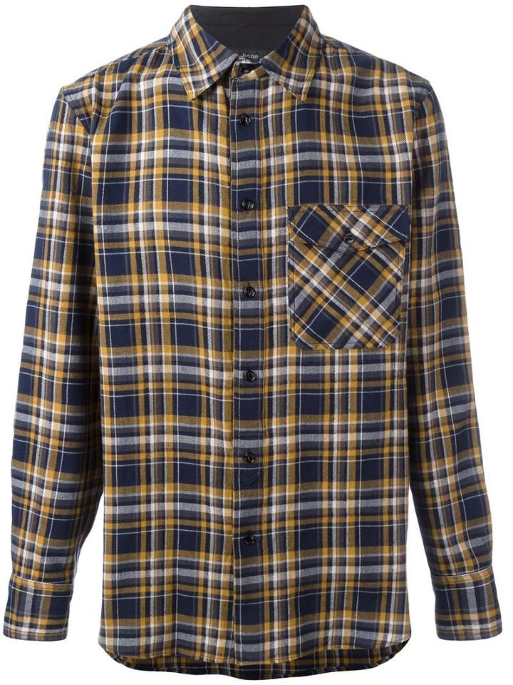 Rag & Bone Checked Shirt, Men's, Size: Xl, Blue, Cotton/wool