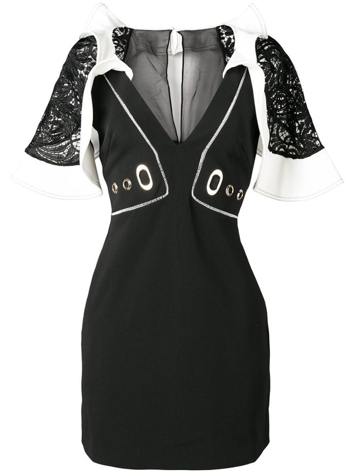 Self-portrait Eyelet Frill Mini Dress - Black