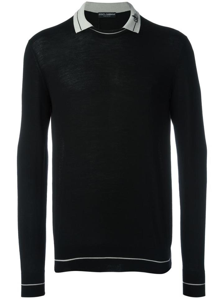 Dolce & Gabbana Crown Detail Polo Shirt, Men's, Size: 50, Black, Wool