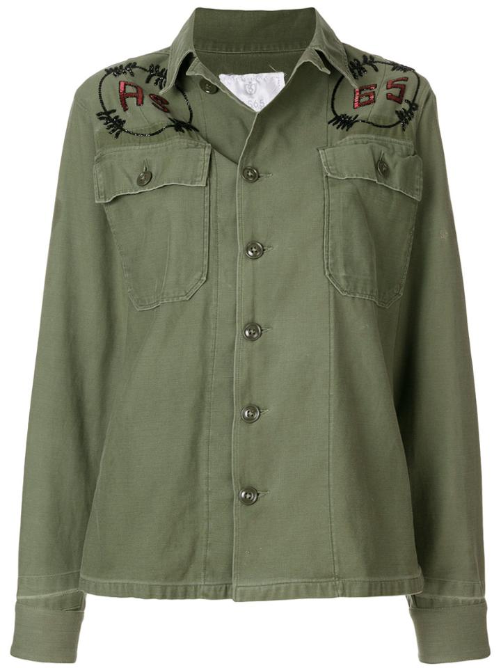As65 Embroidered Flamingo Jacket - Green